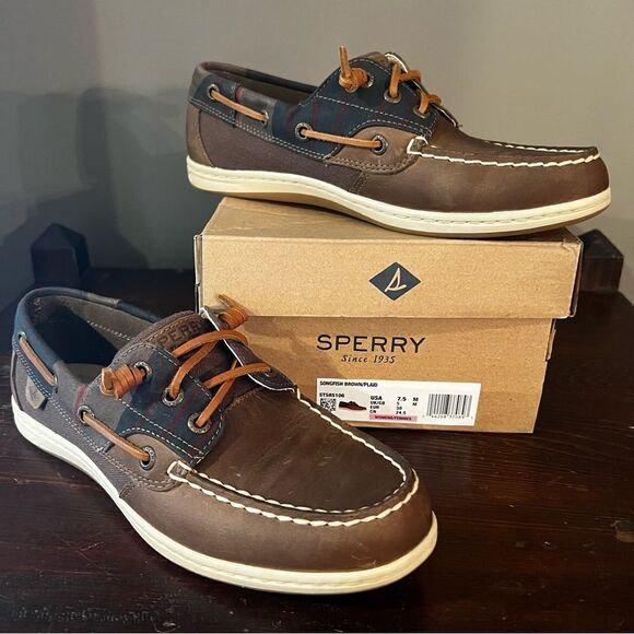 SPERRY Top-sider Two-tone Brown Leather size 7.5M - Picture 1 of 7